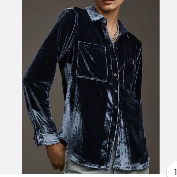 NWT - Pilcro Hadley Relaxed Button-down Velvet Edition - Picture 6 of 11